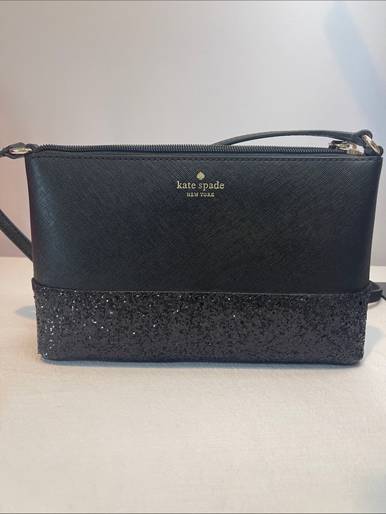 kate spade Handbags - Kate Spade New York Black Glitter Crossbody Bag Saffiano Leather Party Purse